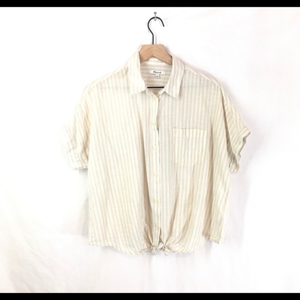 Madewell tie front stipe shirt